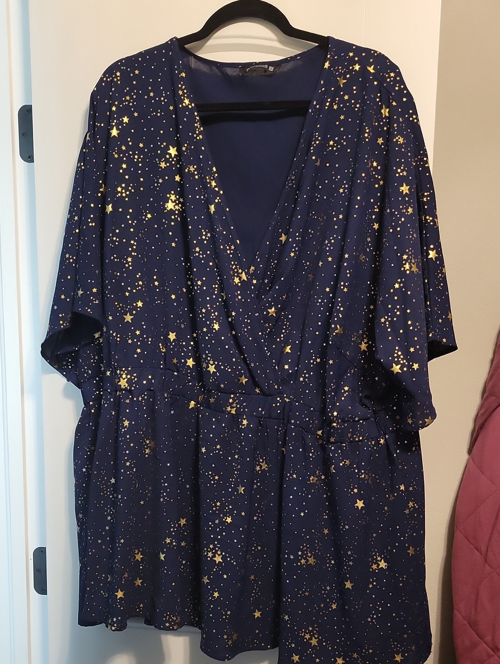 BloomChic Navy Blue Blouse with Gold Star Detail